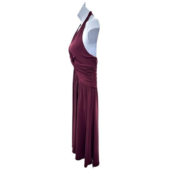 Burgundy Halter Dress Women's Size 16 Twist Front Flowy Jones New York - Picture 5 of 9